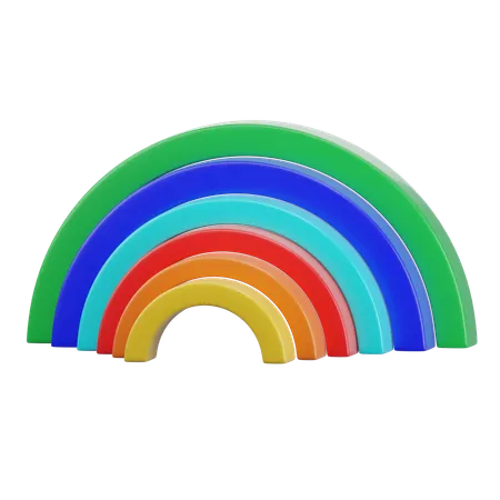 Seven Color Rainbow Toy Building Blocks  3D Icon