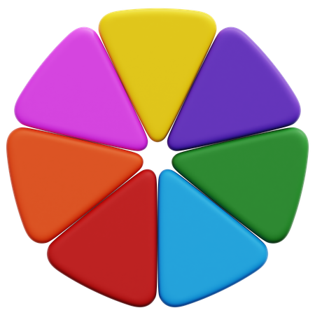 Seven Color Segment Circle  3D Icon