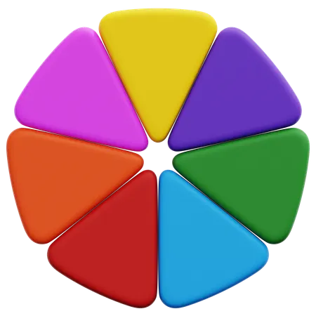 Seven Color Segment Circle  3D Icon