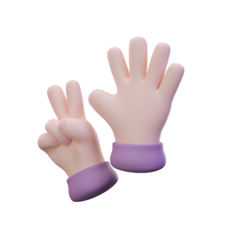 Seven Finger Hand Gesture  3D Icon