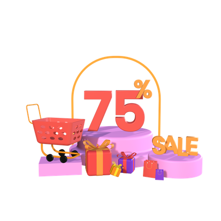 Seventy Five Percent Discount  3D Icon