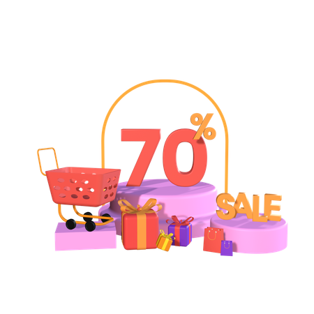 Seventy Percent Discount  3D Icon