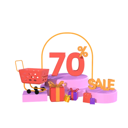 Seventy Percent Discount  3D Icon