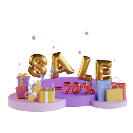 Seventy Percent Discount  3D Illustration