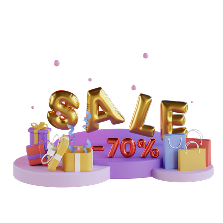 Seventy Percent Discount 3D Illustration