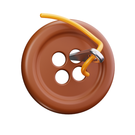 Sewing button with needle  3D Icon