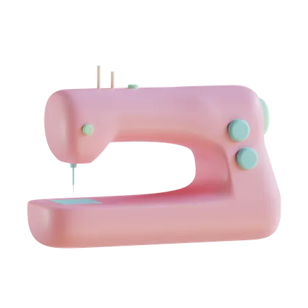 3 D Soft Pink Sewing Machine With Transparent Background 3D Icon