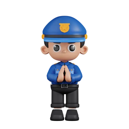 Policier s'excusant  3D Illustration