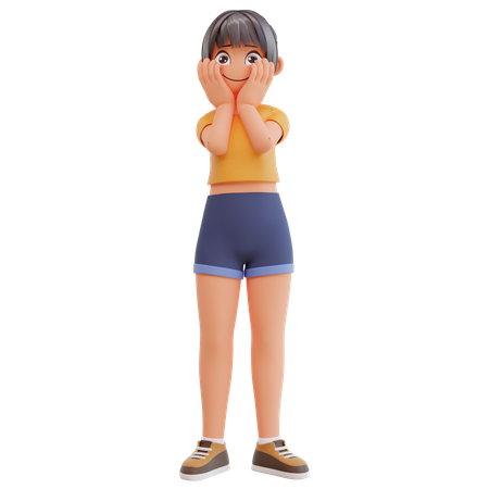 Sexy girl Giving shy pose  3D Illustration