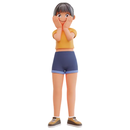 Sexy girl Giving shy pose  3D Illustration