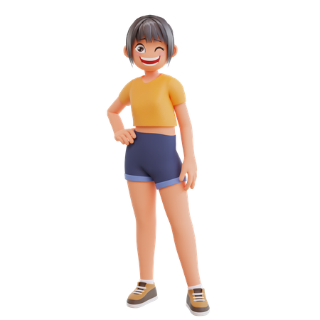 Sexy girl Giving standing pose 3D Illustration