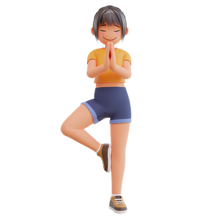 Sexy girl giving yoga pose  3D Illustration