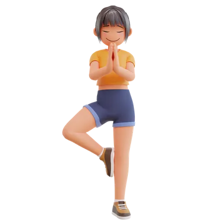 Sexy girl giving yoga pose  3D Illustration