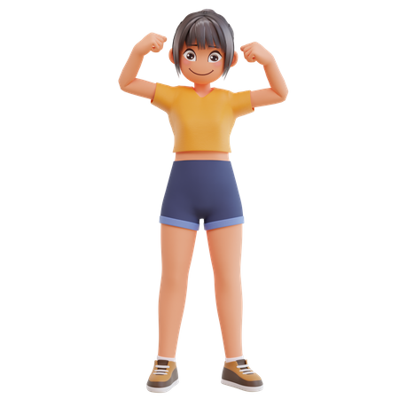 Sexy girl standing while giving strong pose  3D Icon