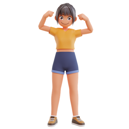 Sexy girl standing while giving strong pose  3D Illustration