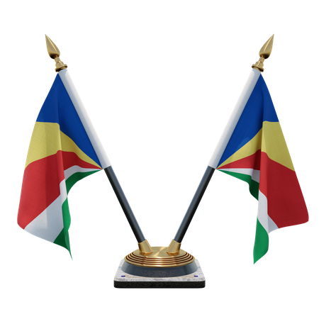 Porte-drapeau double bureau des Seychelles  3D Flag