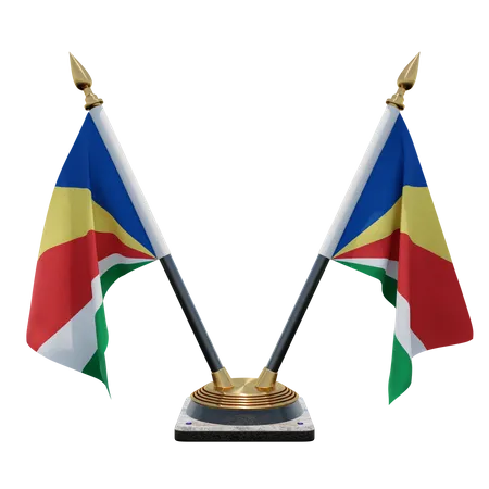 Porte-drapeau double bureau des Seychelles  3D Flag