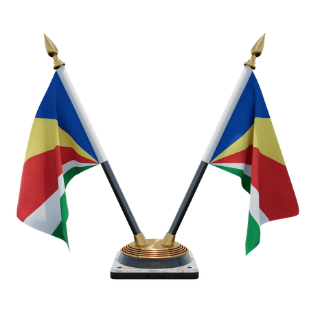 Seychelles Double Desk Flag Stand  3D Flag