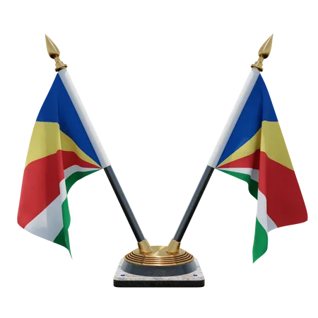Seychelles Double (V) Desk Flag Stand  3D Icon