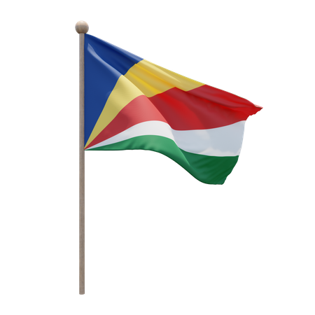 Seychelles Flag Pole  3D Illustration