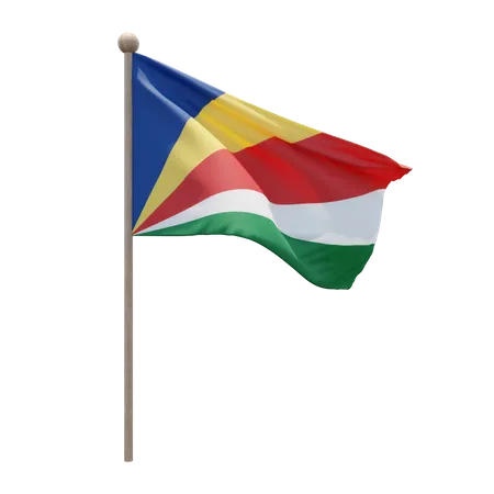 Seychelles Flag Pole  3D Illustration