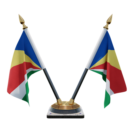 Suporte de bandeira de mesa duplo (V) das Seychelles  3D Icon
