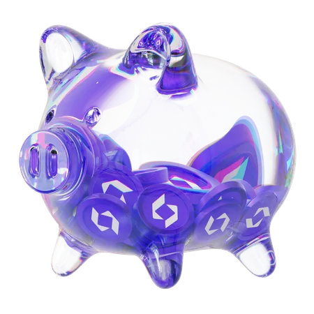 Sfp Clear Glass Piggy Bank With Decreasing Piles Of Crypto Coins  3D Icon