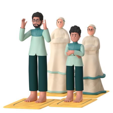 Shalat Jamaah  3D Illustration