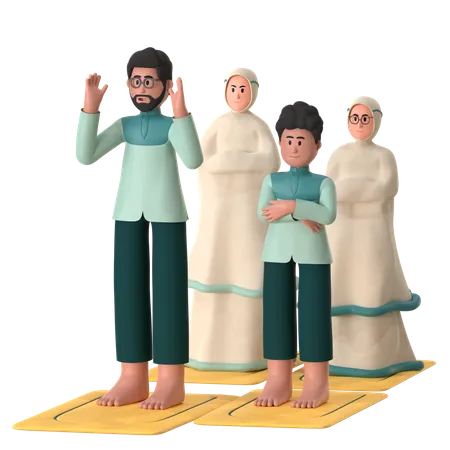 Shalat Jamaah  3D Illustration