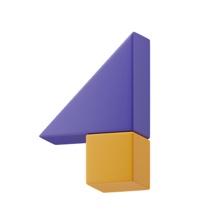 Shape Number Four  3D Illustration