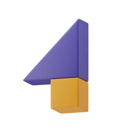 Shape Number Four  3D Illustration