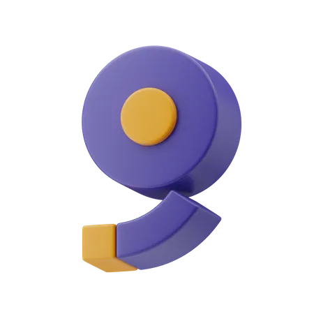 Shape Number Nine  3D Illustration