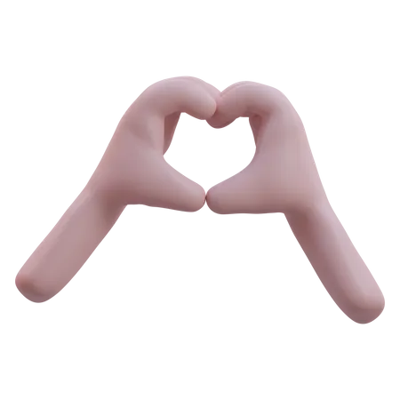 Shape Of Heart Hand Gesture 3D Icon