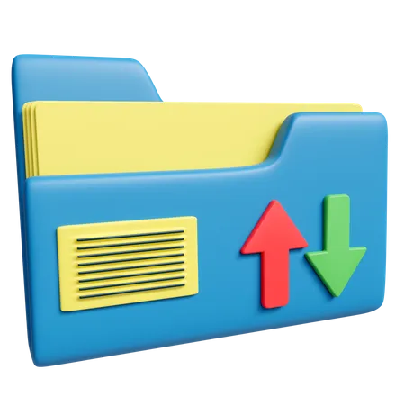 Folder Upload And Download With Arrow 3 D Icon With High Resolution Render Business Illustration 3D Icon