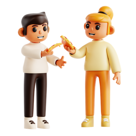 Sharing Pizza  3D Icon