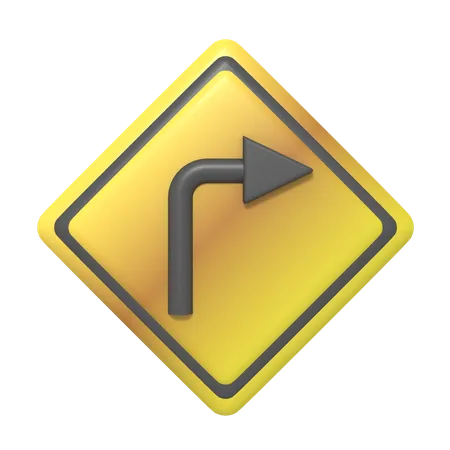 Sharp Turn Sign 3D Icon