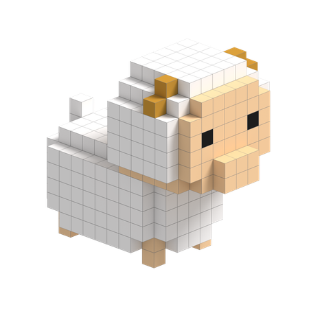 Sheep Cute Voxel Art  3D Icon
