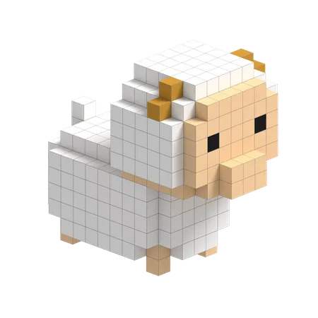 Sheep Cute Voxel Art  3D Icon