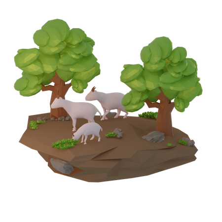 Sheep looking for food  3D Illustration