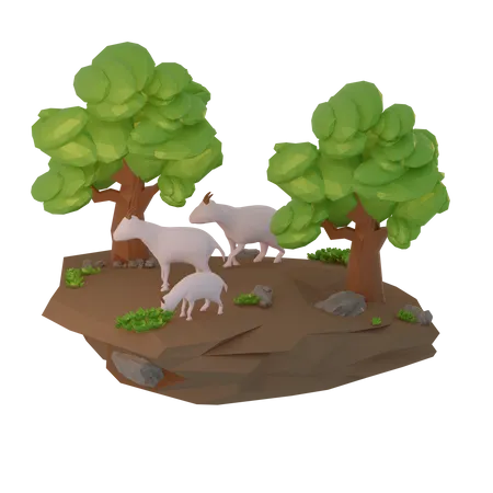 Sheep looking for food  3D Illustration