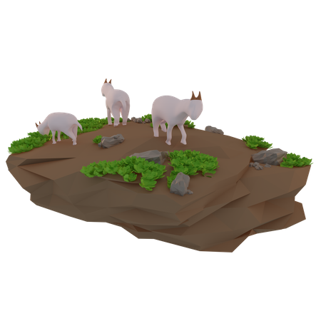 Sheep looking for food 3D Illustration