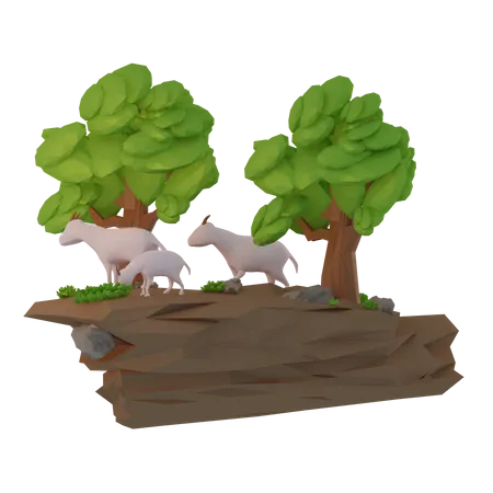 Sheep looking for food  3D Illustration