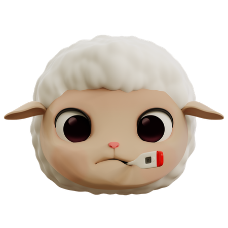 Sheep Sick Emoji  3D Icon