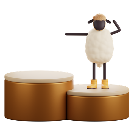 Sheep Standing on Podium  3D Illustration