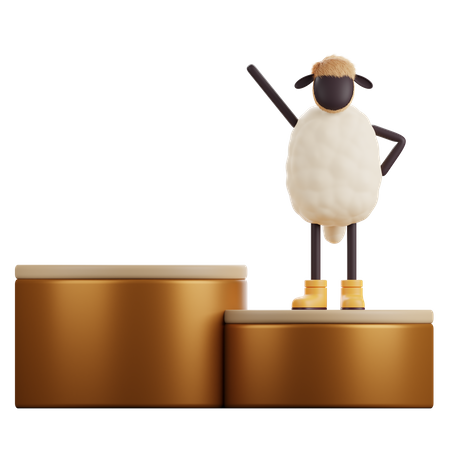 Sheep Standing on Podium  3D Illustration