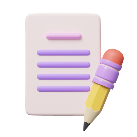 Sheet And Pencil  3D Icon