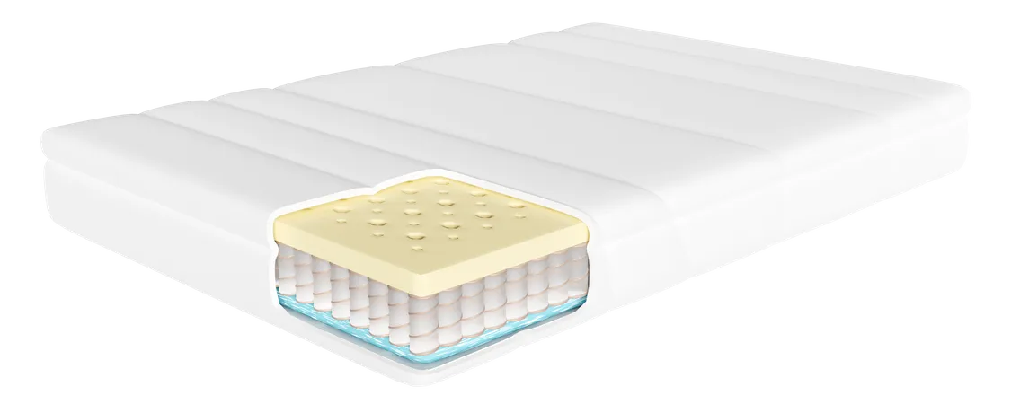 3 D Layered Sheet Material Mattress With Air Fabric Pocket Springs Natural Latex Memory Foam Isolated 3D Icon