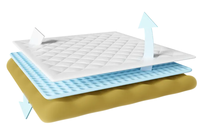 3 D 3 Layered Sheet Material Mattress With Soft Sponge Fabric Rubber Arrow Isolated Air Fabric 3D Icon