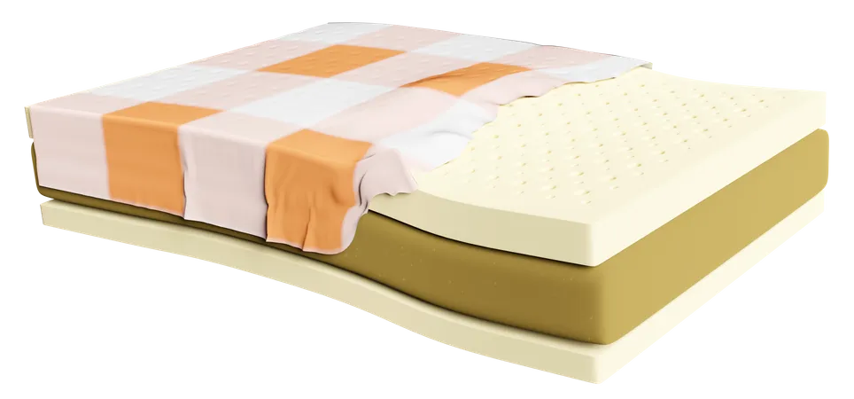 3 D Layered Sheet Material Mattress With Bedspread Soft Sponge Natural Latex Isolated 3D Icon