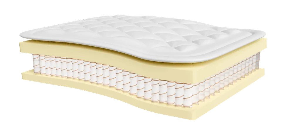 3 D Layered Sheet Material Mattress With Air Fabric Pocket Springs Natural Latex Isolated 3D Icon